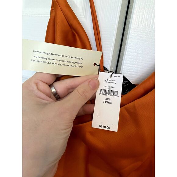 Banana Republic NWT Cowl-Neck Slip Dress in Satin Orange, Size XXS P, MSRP $110 - Picture 7 of 9
